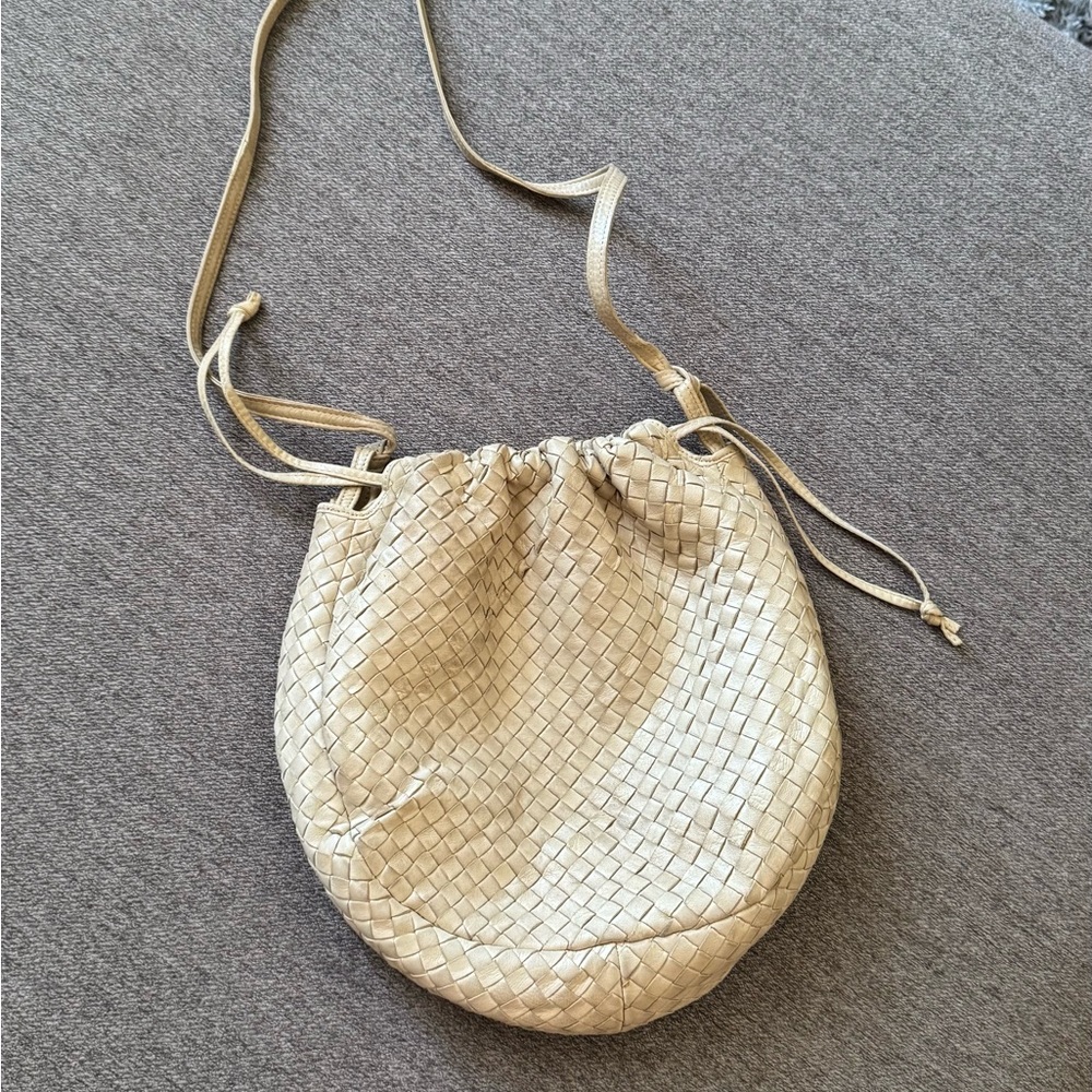 Bottega Veneta Cream Woven Shoulder Bag